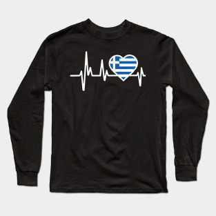 Greece Heartbeat Flag Long Sleeve T-Shirt